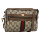 GUCCI GG Supreme Web Sherry Line Bag PVC Beige Gold 75 02 004 Auth BAZ578-1