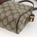 GUCCI GG Supreme Web Sherry Line Bag PVC Beige Gold 75 02 004 Auth BAZ578-12