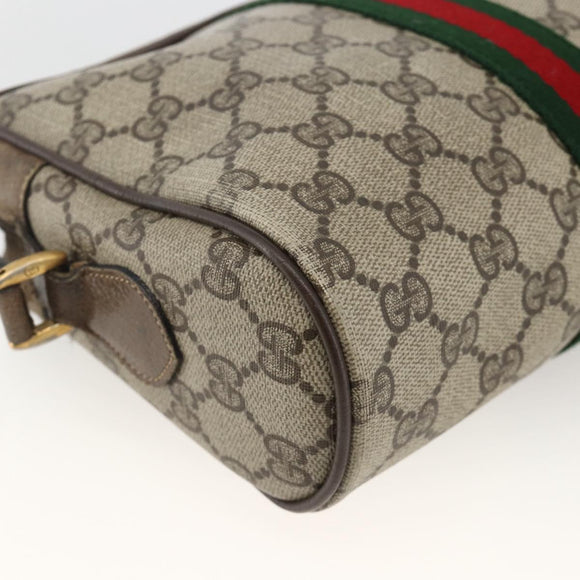 GUCCI GG Supreme Web Sherry Line Bag PVC Beige Gold 75 02 004 Auth BAZ578