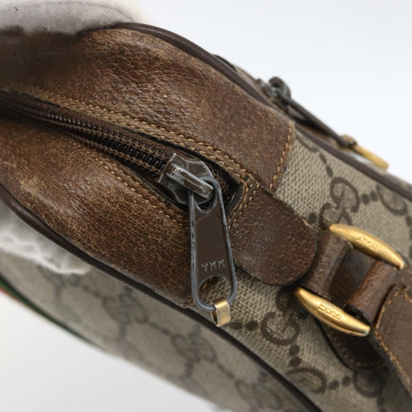 GUCCI GG Supreme Web Sherry Line Bag PVC Beige Gold 75 02 004 Auth BAZ578