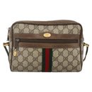 GUCCI GG Supreme Web Sherry Line Bag PVC Beige Gold 75 02 004 Auth BAZ578-2