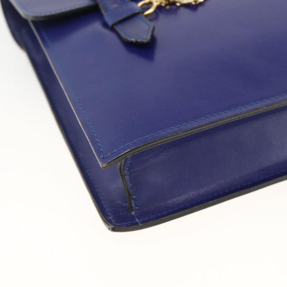 CELINE Hand Bag Leather Light Blue Gold Auth BAZ584A