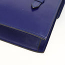 CELINE Hand Bag Leather Light Blue Gold Auth BAZ584A-12