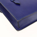 CELINE Hand Bag Leather Light Blue Gold Auth BAZ584A-13