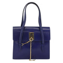 CELINE Hand Bag Leather Light Blue Gold Auth BAZ584A-2