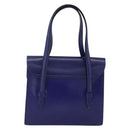 CELINE Hand Bag Leather Light Blue Gold Auth BAZ584A-3