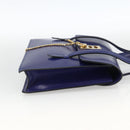 CELINE Hand Bag Leather Light Blue Gold Auth BAZ584A-5