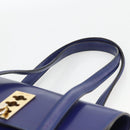 CELINE Hand Bag Leather Light Blue Gold Auth BAZ584A-8
