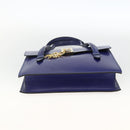 CELINE Hand Bag Leather Light Blue Gold Auth BAZ584A-9