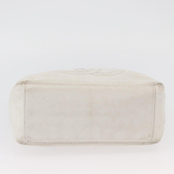 CHANEL Chain Hand Bag Leather White CC Auth BAZ593A