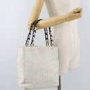 CHANEL Chain Hand Bag Leather White CC Auth BAZ593A-24