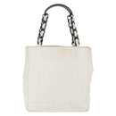 CHANEL Chain Hand Bag Leather White CC Auth BAZ593A-3
