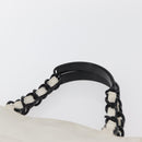 CHANEL Chain Hand Bag Leather White CC Auth BAZ593A-9