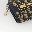 Christian Dior Trotter Canvas Shoulder Bag Navy Gold Auth BAZ595A-14