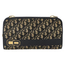 Christian Dior Trotter Canvas Shoulder Bag Navy Gold Auth BAZ595A-13