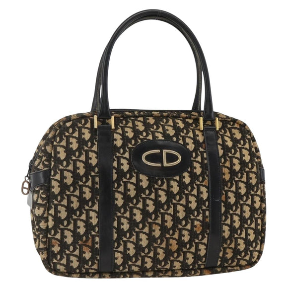 Christian Dior Trotter Canvas Hand Bag Navy Gold Auth BAZ596