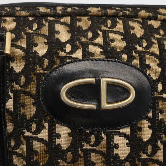 Christian Dior Trotter Canvas Hand Bag Navy Gold Auth BAZ596