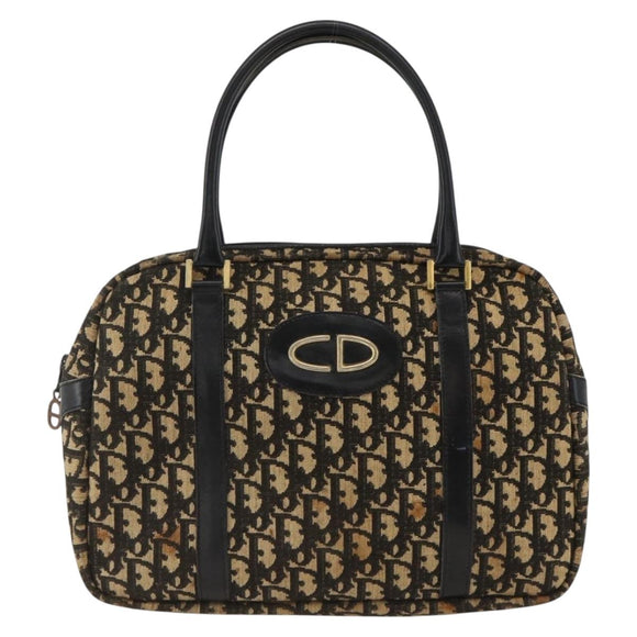 Christian Dior Trotter Canvas Hand Bag Navy Gold Auth BAZ596