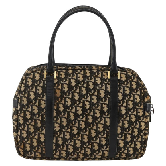 Christian Dior Trotter Canvas Hand Bag Navy Gold Auth BAZ596