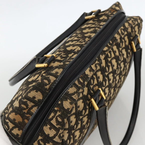 Christian Dior Trotter Canvas Hand Bag Navy Gold Auth BAZ596