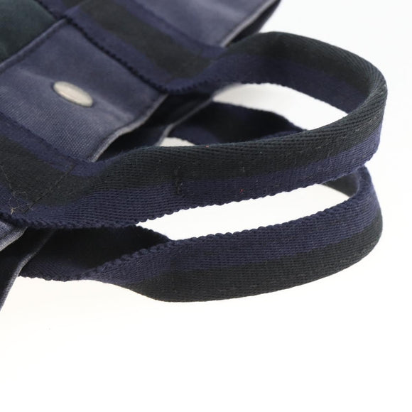 HERMES Fourre Tout PM Tote Bag Canvas Navy Silver Auth BAZ597