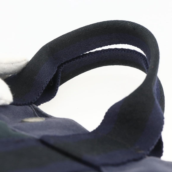 HERMES Fourre Tout PM Tote Bag Canvas Navy Silver Auth BAZ597