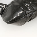 Salvatore Ferragamo Gancini Hand Bag Patent leather Khaki Silver Auth BAZ602-12
