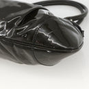 Salvatore Ferragamo Gancini Hand Bag Patent leather Khaki Silver Auth BAZ602-13