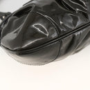 Salvatore Ferragamo Gancini Hand Bag Patent leather Khaki Silver Auth BAZ602-14