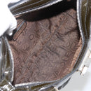 Salvatore Ferragamo Gancini Hand Bag Patent leather Khaki Silver Auth BAZ602-17