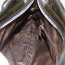 Salvatore Ferragamo Gancini Hand Bag Patent leather Khaki Silver Auth BAZ602-19