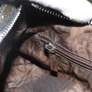 Salvatore Ferragamo Gancini Hand Bag Patent leather Khaki Silver Auth BAZ602-20