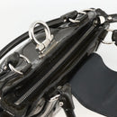 Salvatore Ferragamo Gancini Hand Bag Patent leather Khaki Silver Auth BAZ602-7