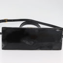 Salvatore Ferragamo Gancini Hand Bag Patent leather 2way Black Gold Auth BAZ603-5