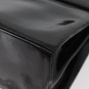 Salvatore Ferragamo Gancini Hand Bag Patent leather 2way Black Gold Auth BAZ603-16