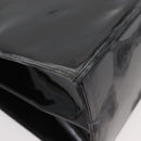 Salvatore Ferragamo Gancini Hand Bag Patent leather 2way Black Gold Auth BAZ603-17