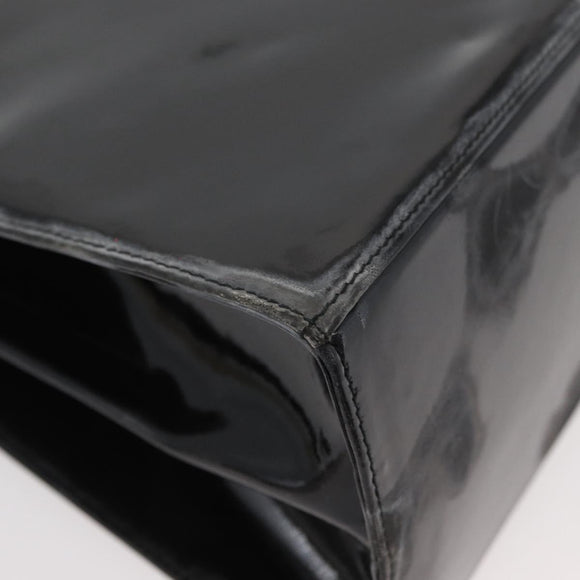 Salvatore Ferragamo Gancini Hand Bag Patent leather 2way Black Gold Auth BAZ603