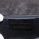 Salvatore Ferragamo Gancini Hand Bag Patent leather 2way Black Gold Auth BAZ603-12