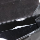 Salvatore Ferragamo Gancini Hand Bag Patent leather 2way Black Gold Auth BAZ603-25