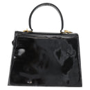 Salvatore Ferragamo Gancini Hand Bag Patent leather 2way Black Gold Auth BAZ603-2