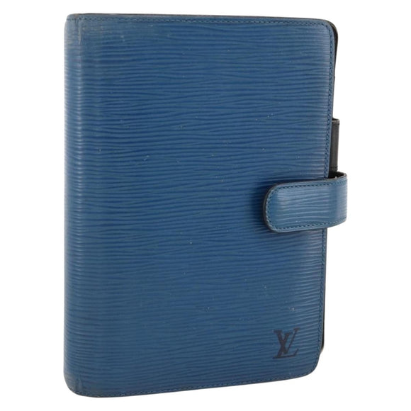LOUIS VUITTON Epi Agenda MM Day Planner Cover Blue Myrtille R2004G Auth BAZ604