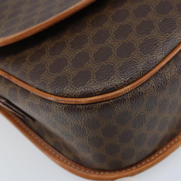 CELINE Macadam Canvas Star Ball Shoulder Bag PVC Leather Brown Gold Auth BAZ619A