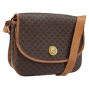 CELINE Macadam Canvas Star Ball Shoulder Bag PVC Leather Brown Gold Auth BAZ619A-1