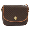 CELINE Macadam Canvas Star Ball Shoulder Bag PVC Leather Brown Gold Auth BAZ619A-13