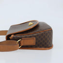 CELINE Macadam Canvas Star Ball Shoulder Bag PVC Leather Brown Gold Auth BAZ619A-4