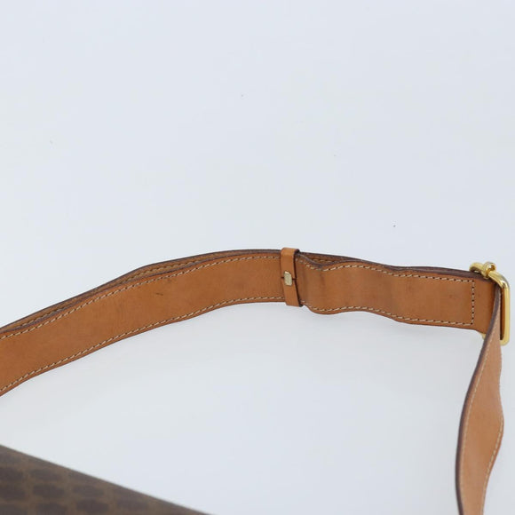 CELINE Macadam Canvas Star Ball Shoulder Bag PVC Leather Brown Gold Auth BAZ619A