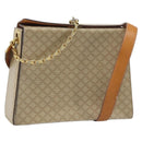 CELINE Macadam Canvas Shoulder Bag PVC Leather Beige Gold Auth BAZ620A-1