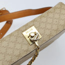 CELINE Macadam Canvas Shoulder Bag PVC Leather Beige Gold Auth BAZ620A-14