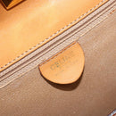 CELINE Macadam Canvas Shoulder Bag PVC Leather Beige Gold Auth BAZ620A-15