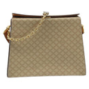 CELINE Macadam Canvas Shoulder Bag PVC Leather Beige Gold Auth BAZ620A-2
